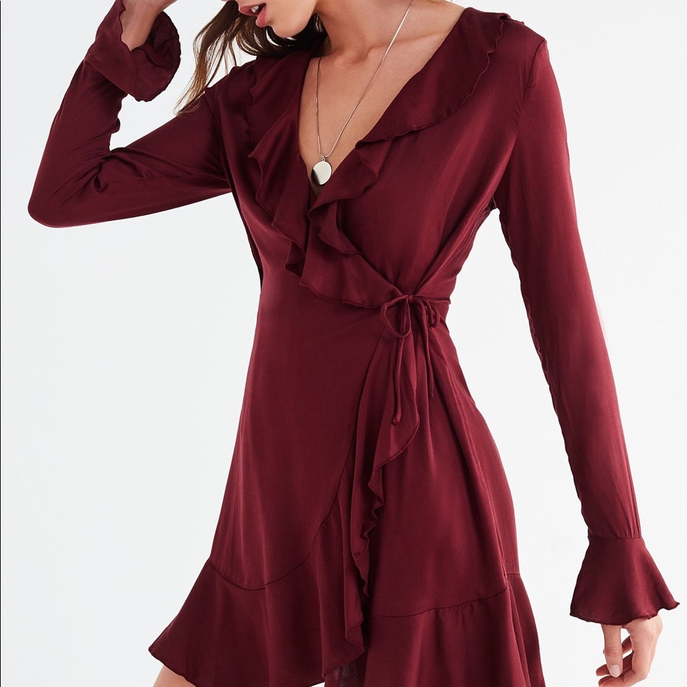 Maroon wrap dress from Urban Outfitters